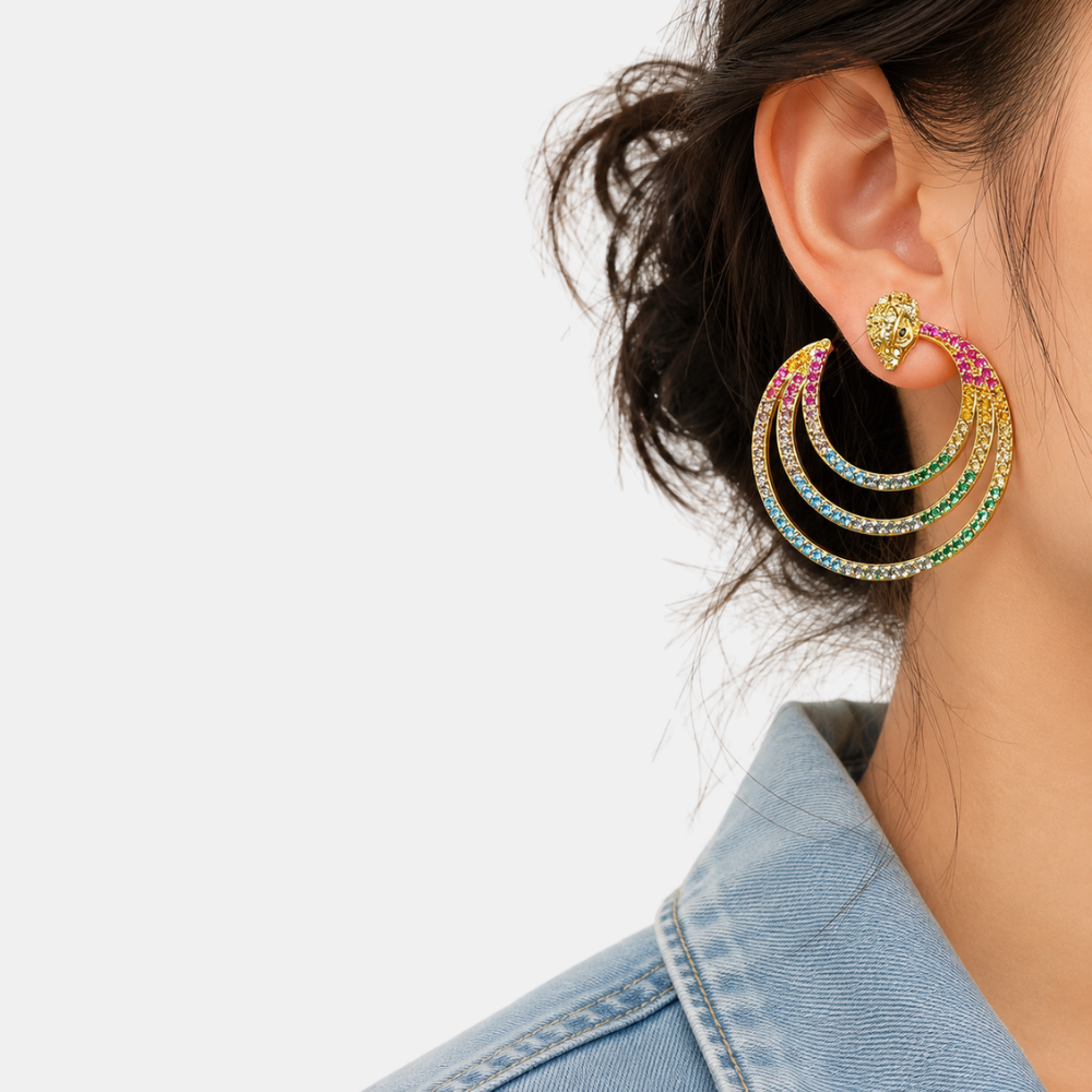 Kurt Geiger Rainbow Triple Hoop Earrings