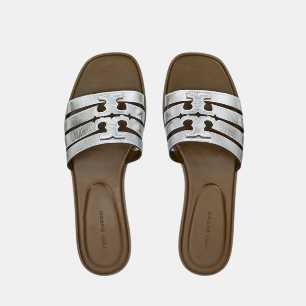 Tory Burch Ines Slide (Silver/Wild Mushroom)