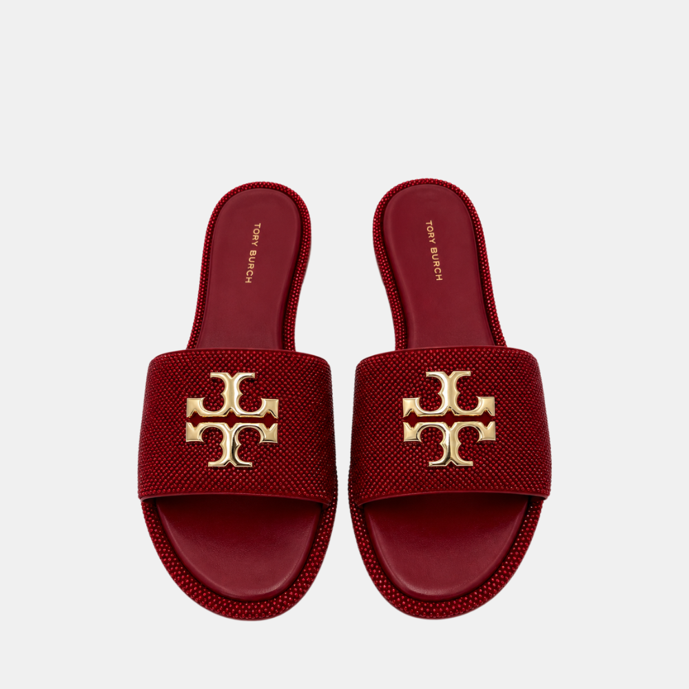 Tory Burch Everly Rhinestone Slides (Red)