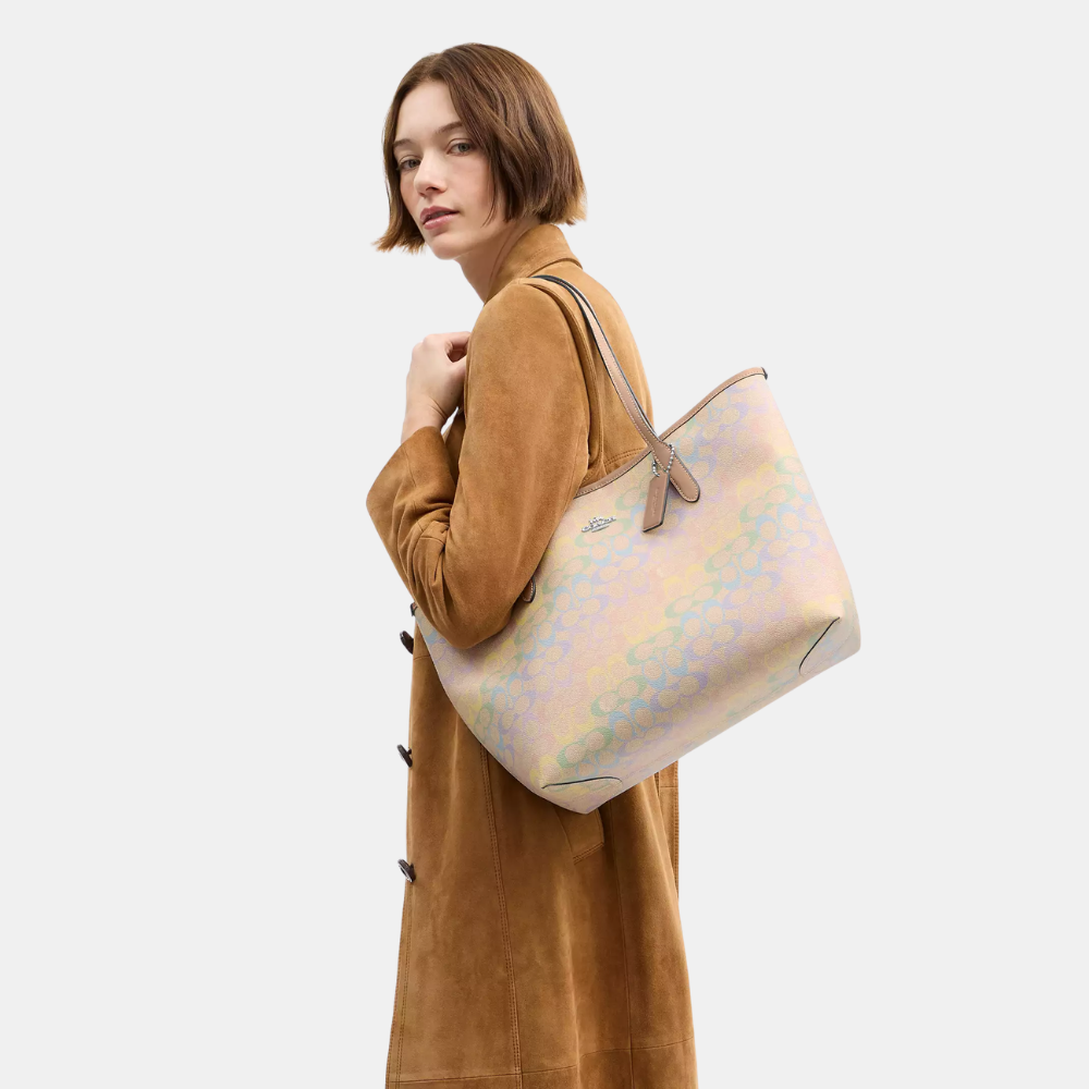 Coach City Tote Bag In Rainbow Signature Canvas