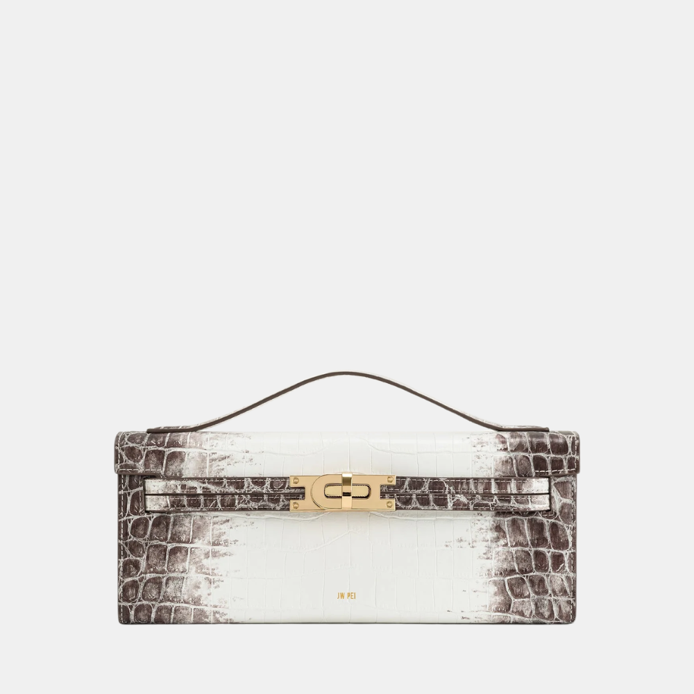 JW Pei Bria Structured Top Handle Bag (White Croc)