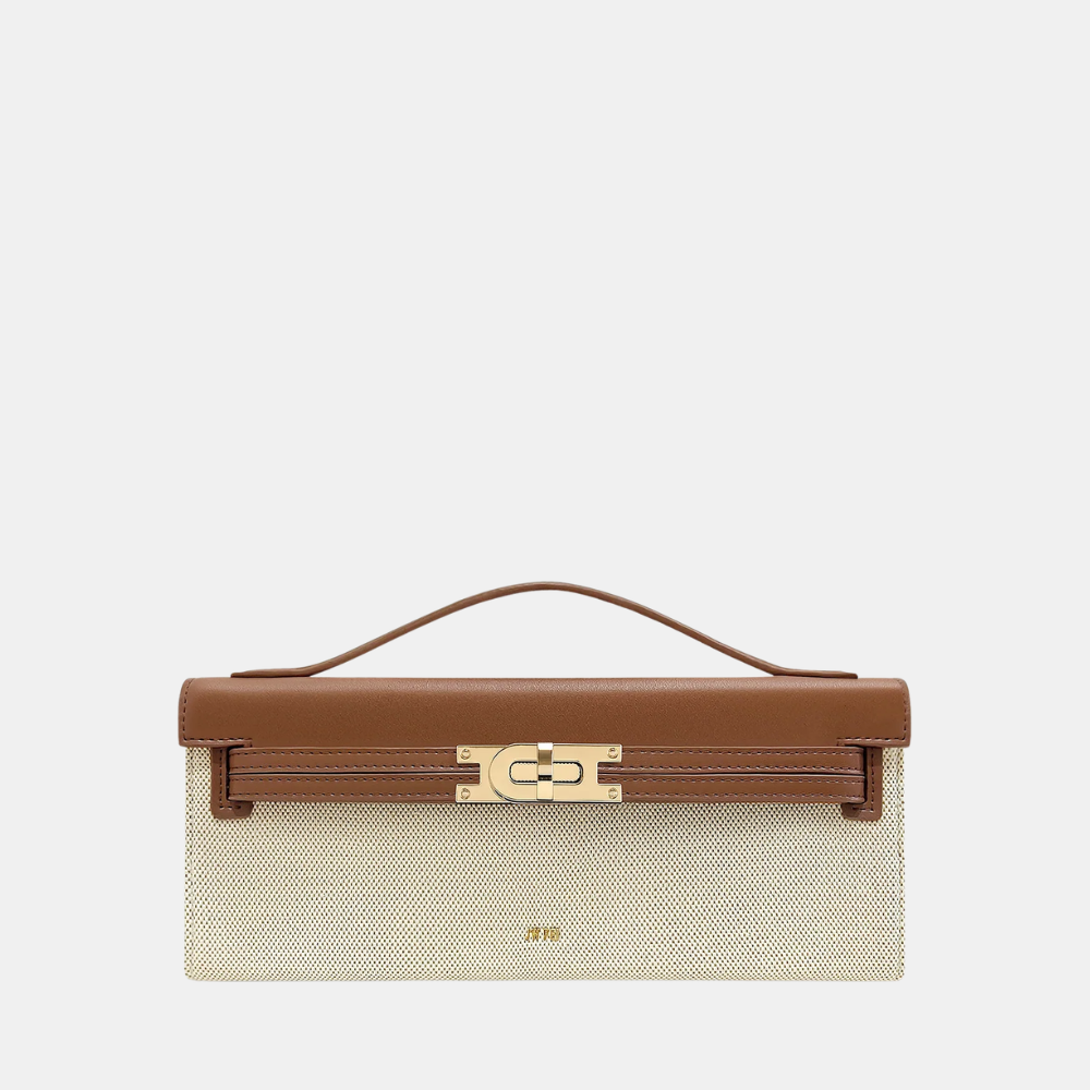 JW Pei Bria Structured Top Handle Bag (Brown Canvas)
