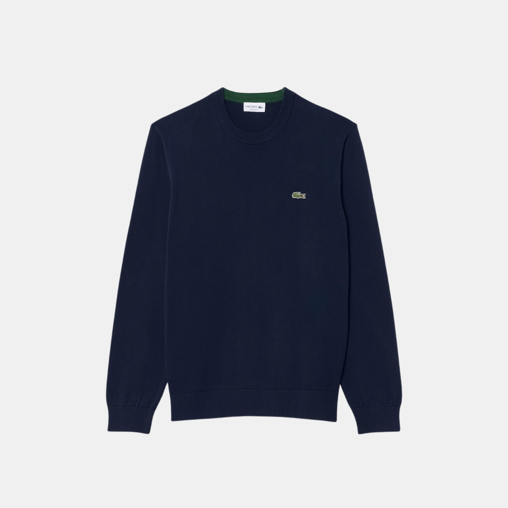 Lacoste Crew Neck Cotton Sweater (Navy Blue)