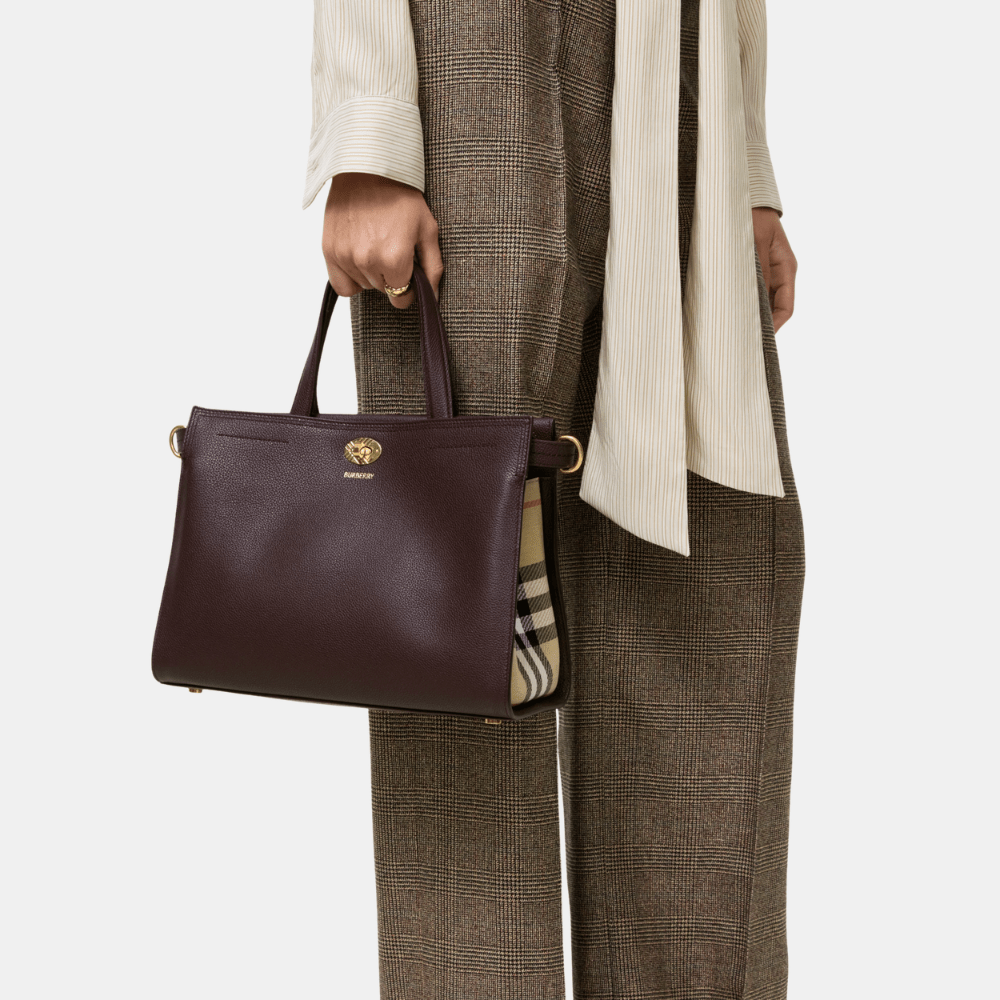 Burberry Small Cotswolds Check Tote (Vineyard Red)