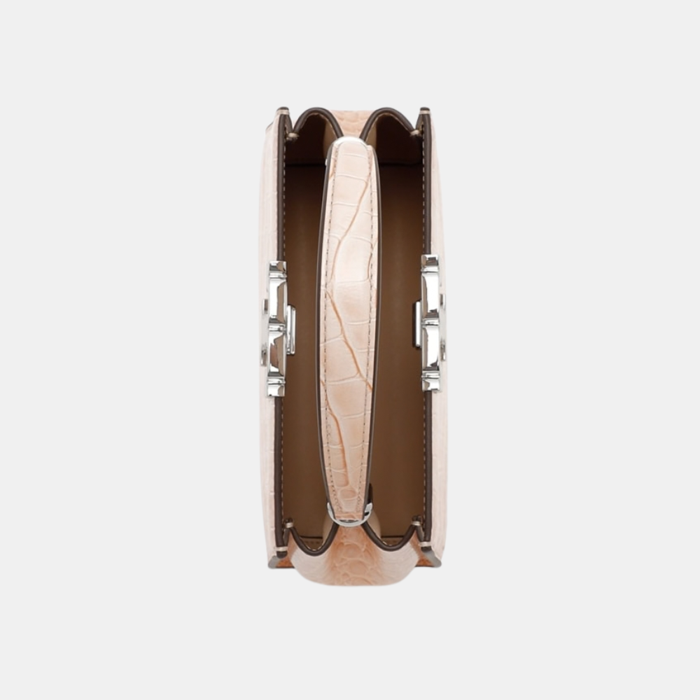Tory Burch Mini Eleanor Croc-Embossed Satchel (Pale Blush)