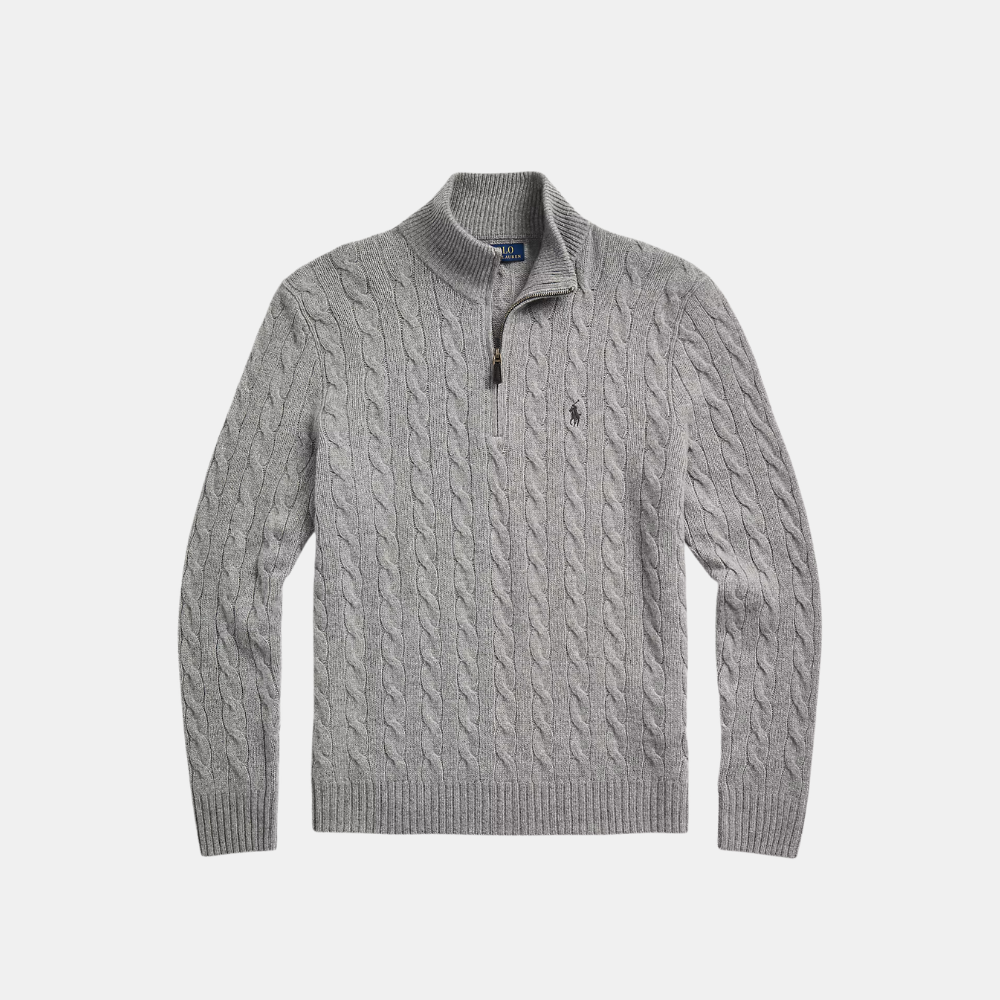 Ralph Lauren Cable-Knit Quarter-Zip Jumper (Fawn Grey Heather)