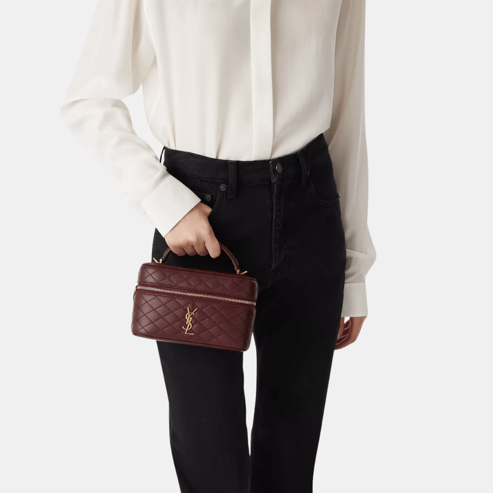 Saint Laurent Gaby Vanity In Lambskin (Rouge Cabernet) - DIVA ONLINE STORE