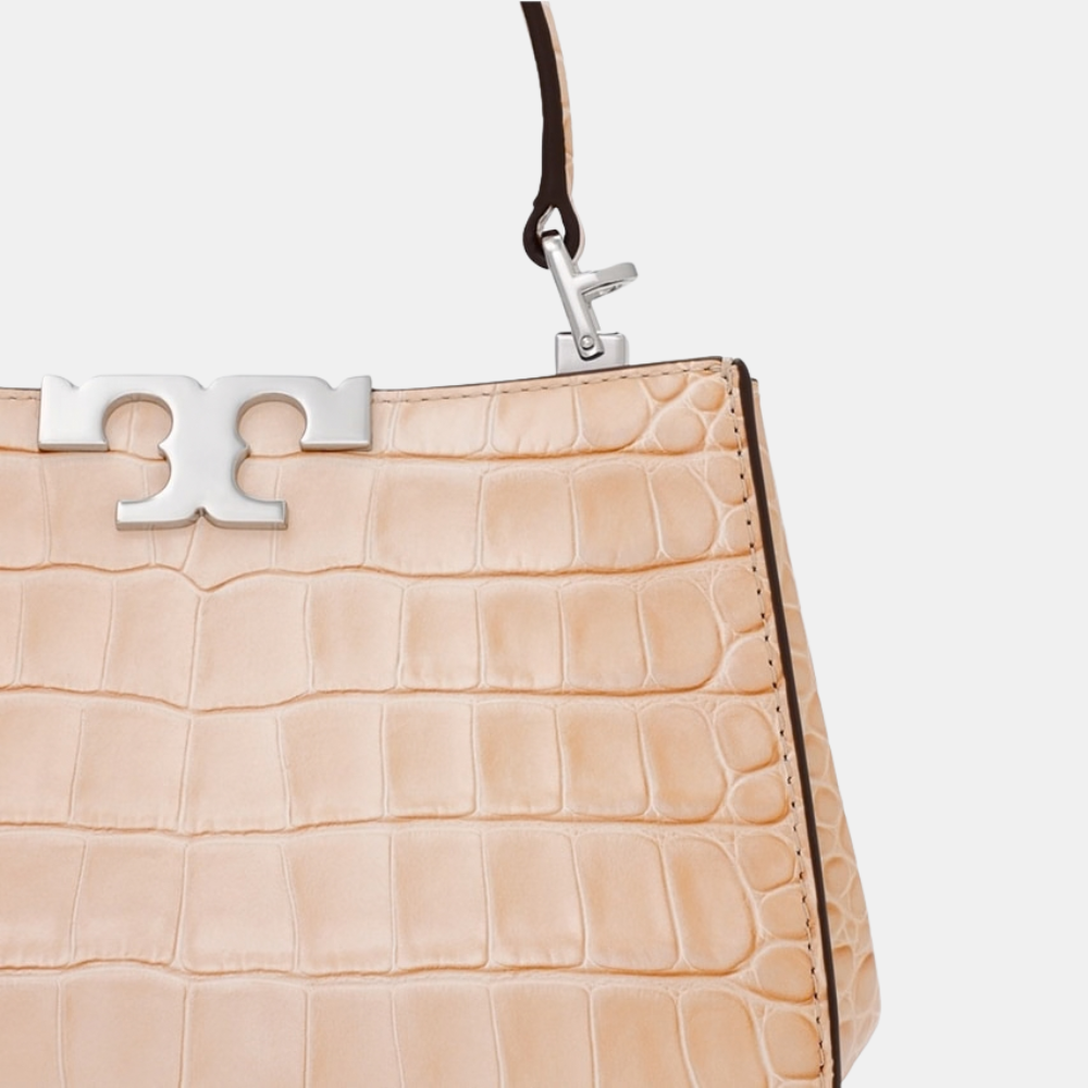 Tory Burch Mini Eleanor Croc-Embossed Satchel (Pale Blush)