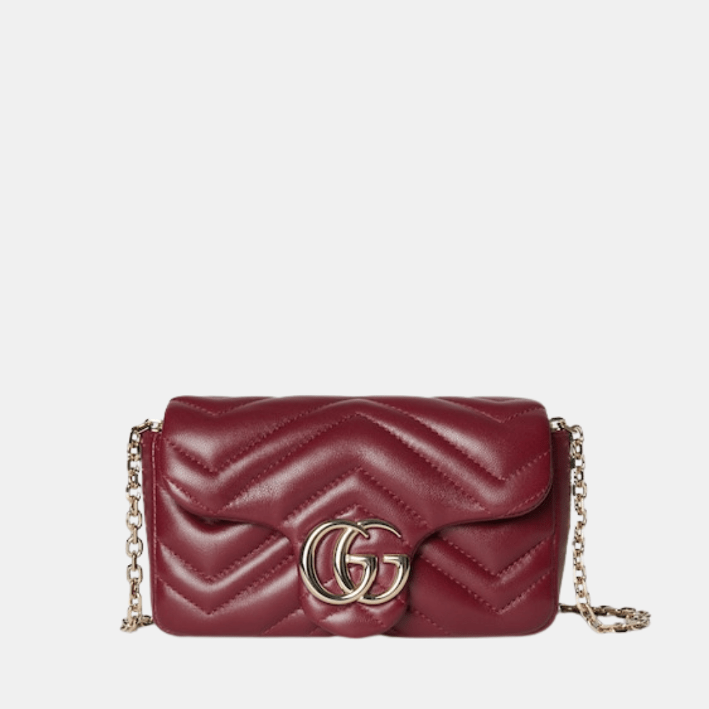 Gucci GG Marmont Mini Shoulder Bag In Rosso Ancora Red Leather - DIVA ONLINE STORE