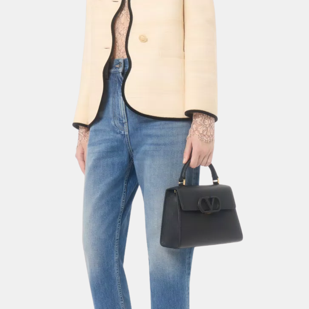 Valentino Garavani Vsling Small Handbag In Grainy Calfskin (Black)