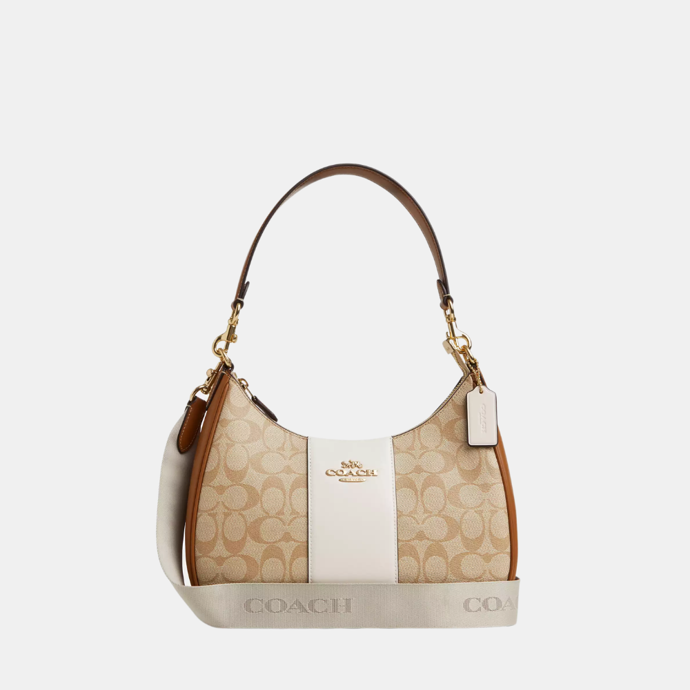 Coach Teri Hobo Bag In Signature Canvas With Stripe