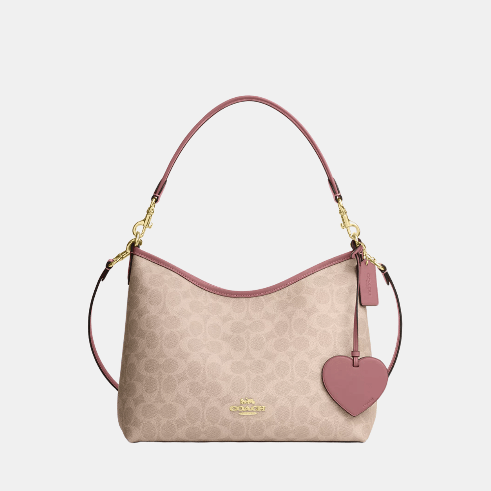 Coach Laurel Shoulder Bag In Signature Canvas With Heart Charm - DIVA ONLINE STORE
