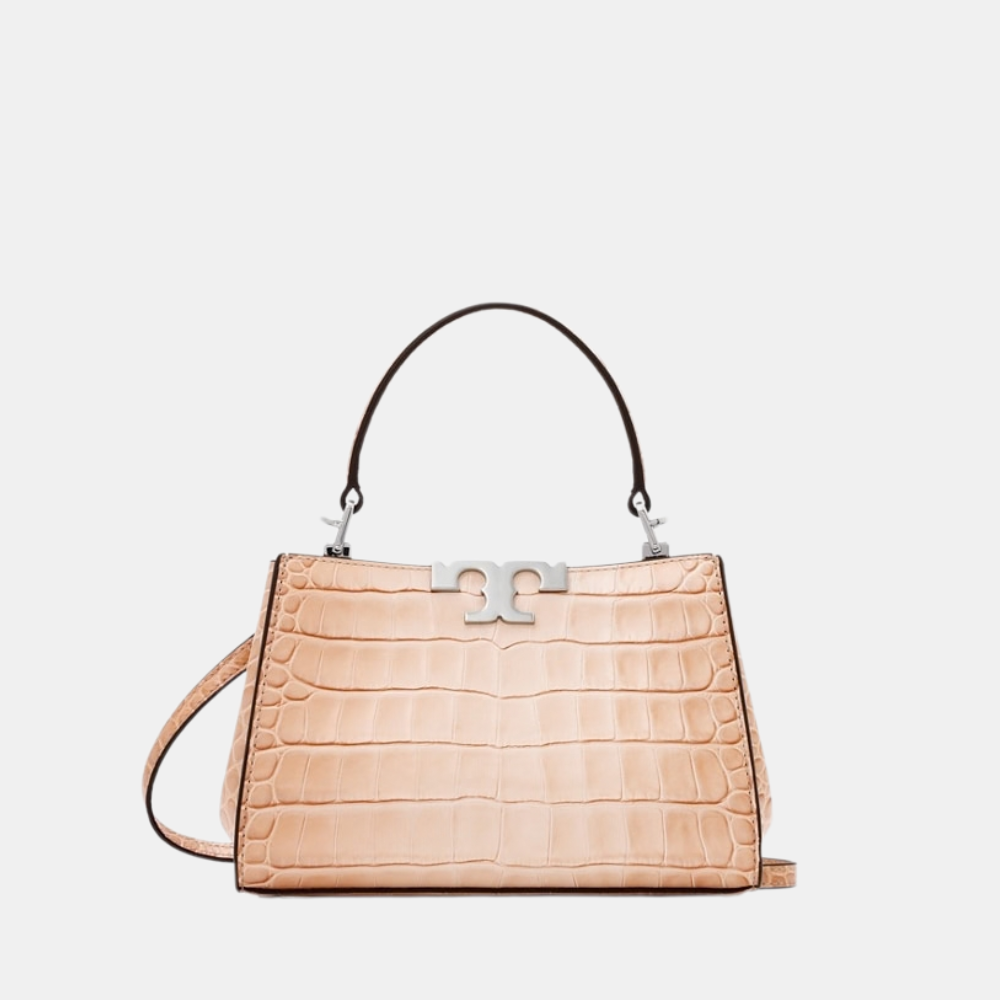 Tory Burch Mini Eleanor Croc-Embossed Satchel (Pale Blush)
