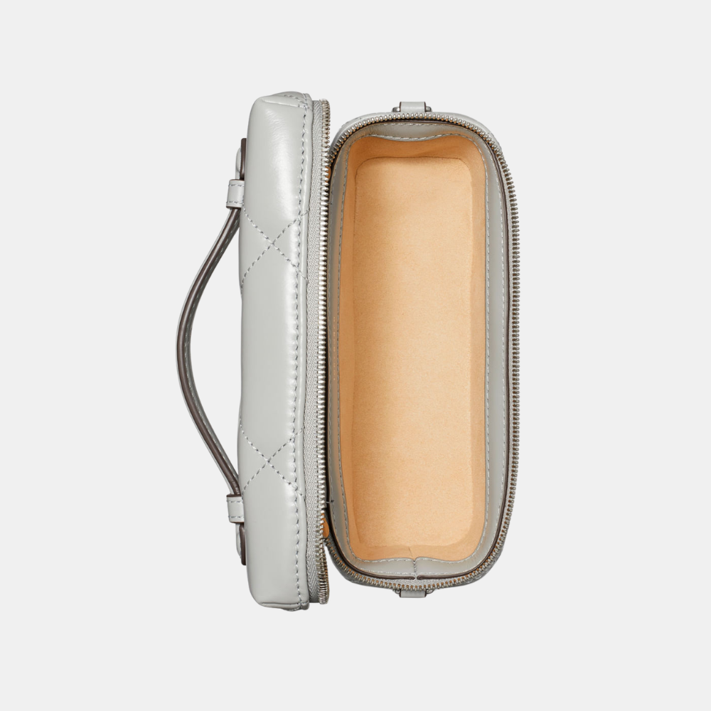 Tory Burch Kira Diamond Quilt Charm East-West Vanity Case (Gray)