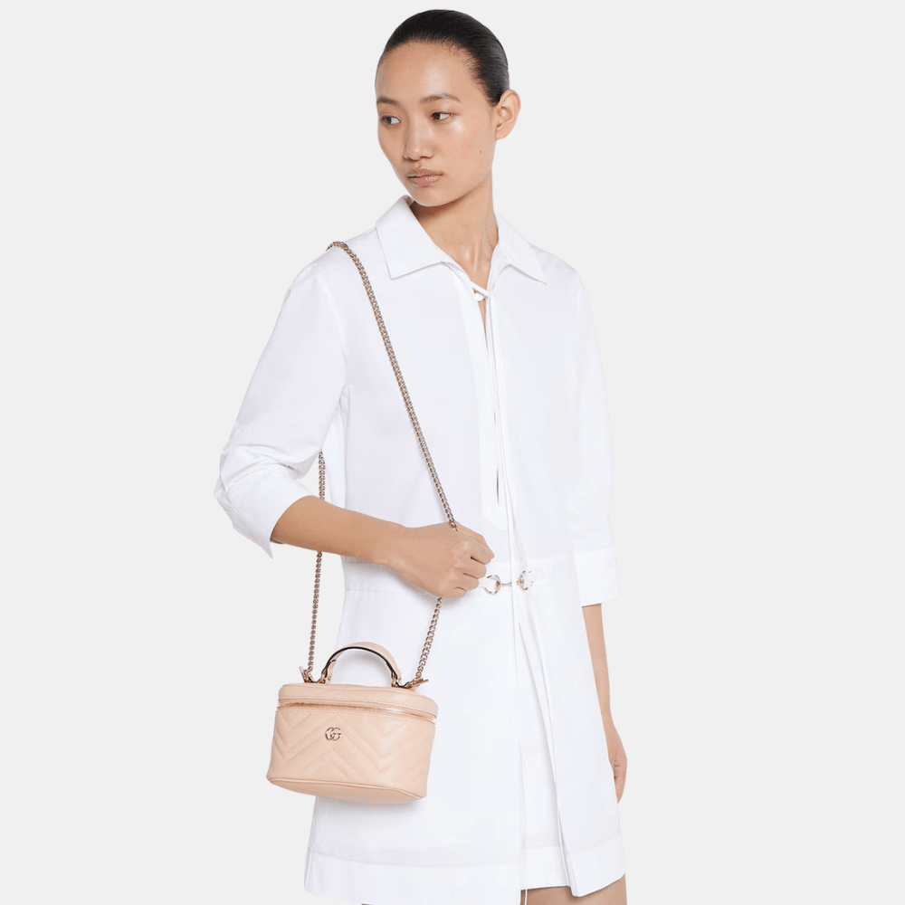 Gucci GG Marmont Mini Vanity Bag In Pale Pink Leather - DIVA ONLINE STORE