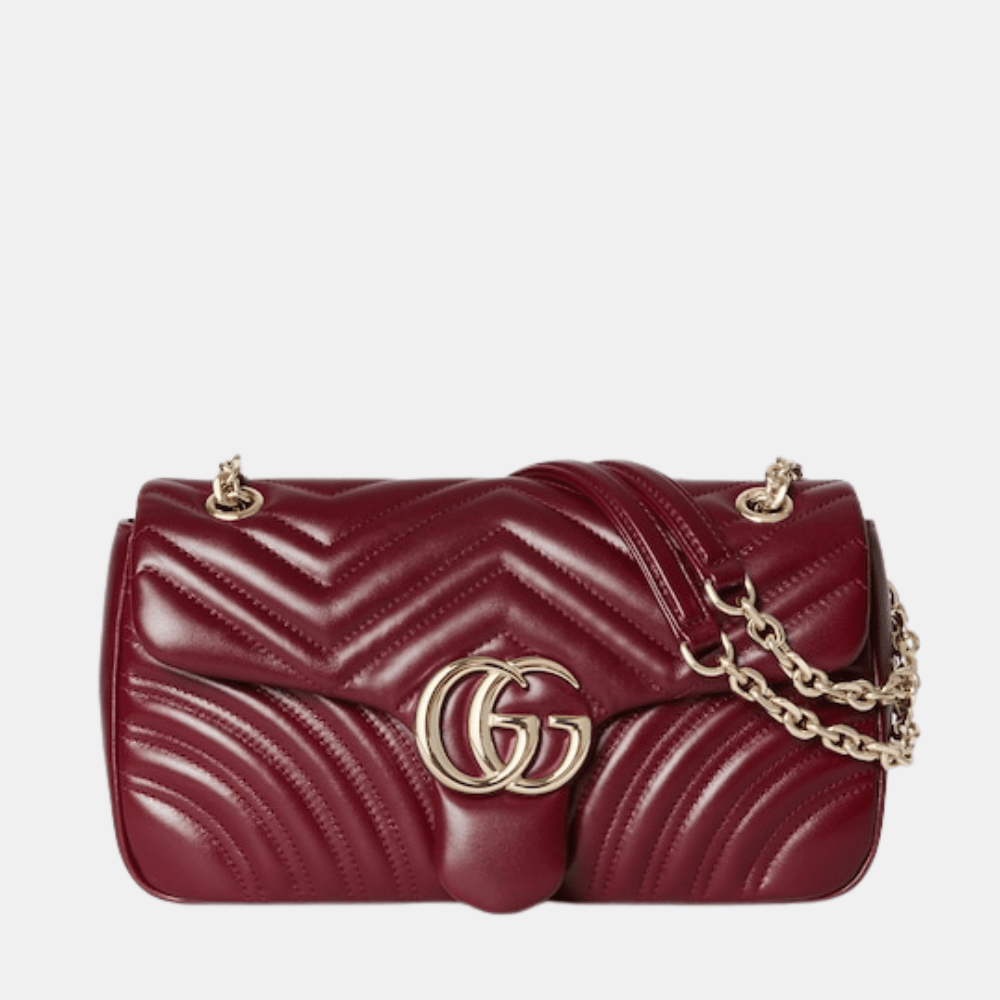 Gucci GG Marmont Medium Shoulder Bag In Rosso Ancora Red Leather - DIVA ONLINE STORE