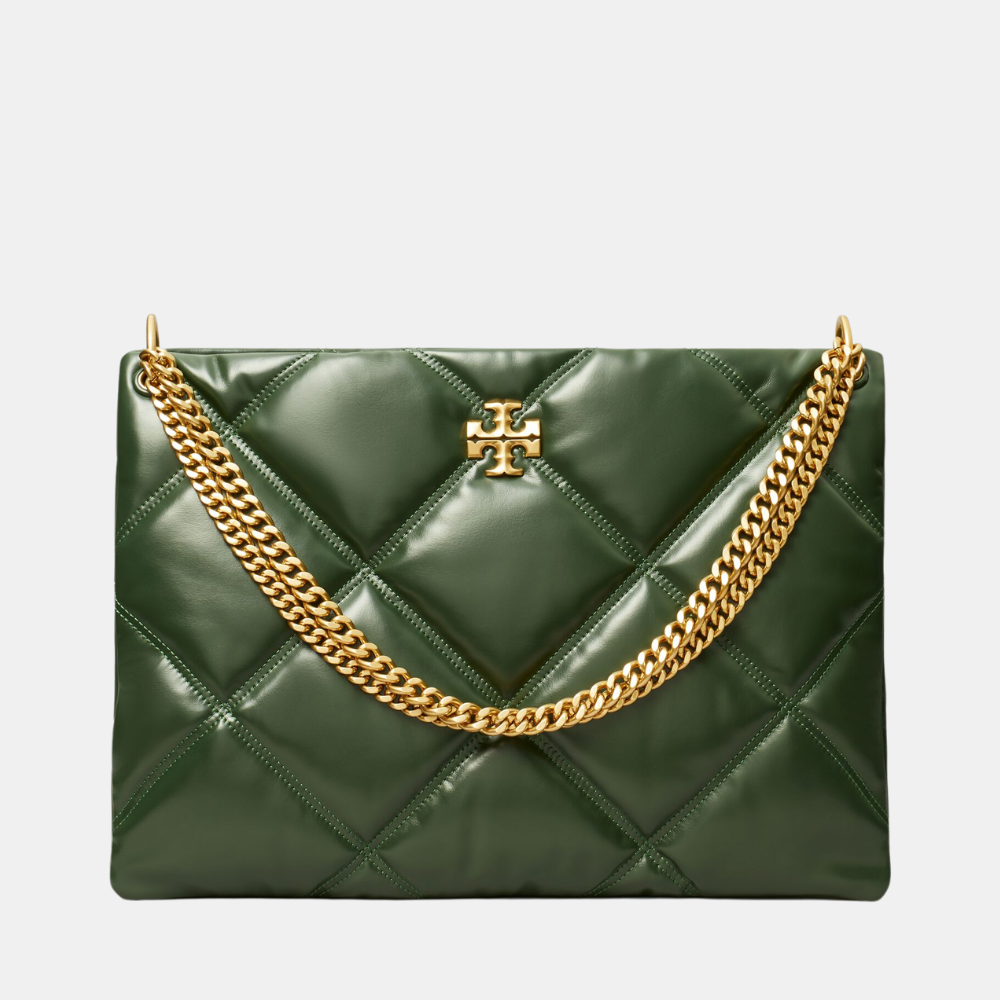 Tory Burch Kira Diamond Quilt Contrast Stitch Satchel (Basil)