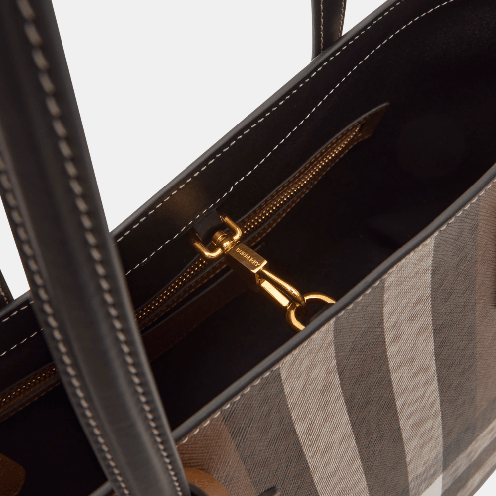 Burberry Medium Check Tote (Dark Birch Brown) - DIVA ONLINE STORE