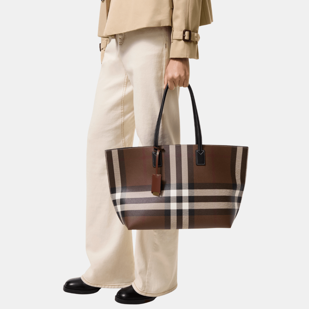 Burberry Medium Check Tote (Dark Birch Brown) - DIVA ONLINE STORE