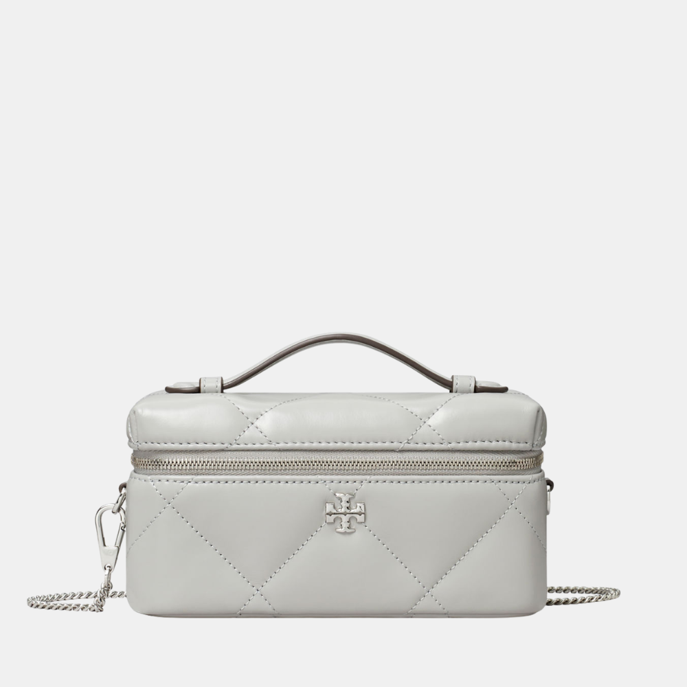 Tory Burch Kira Diamond Quilt Charm East-West Vanity Case (Gray)