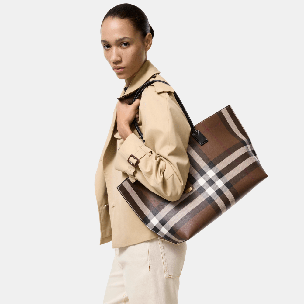 Burberry Medium Check Tote (Dark Birch Brown) - DIVA ONLINE STORE