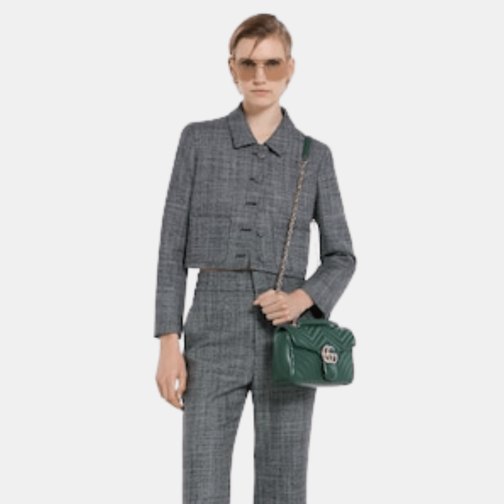 Gucci GG Marmont Medium Shoulder Bag In Green Leather - DIVA ONLINE STORE