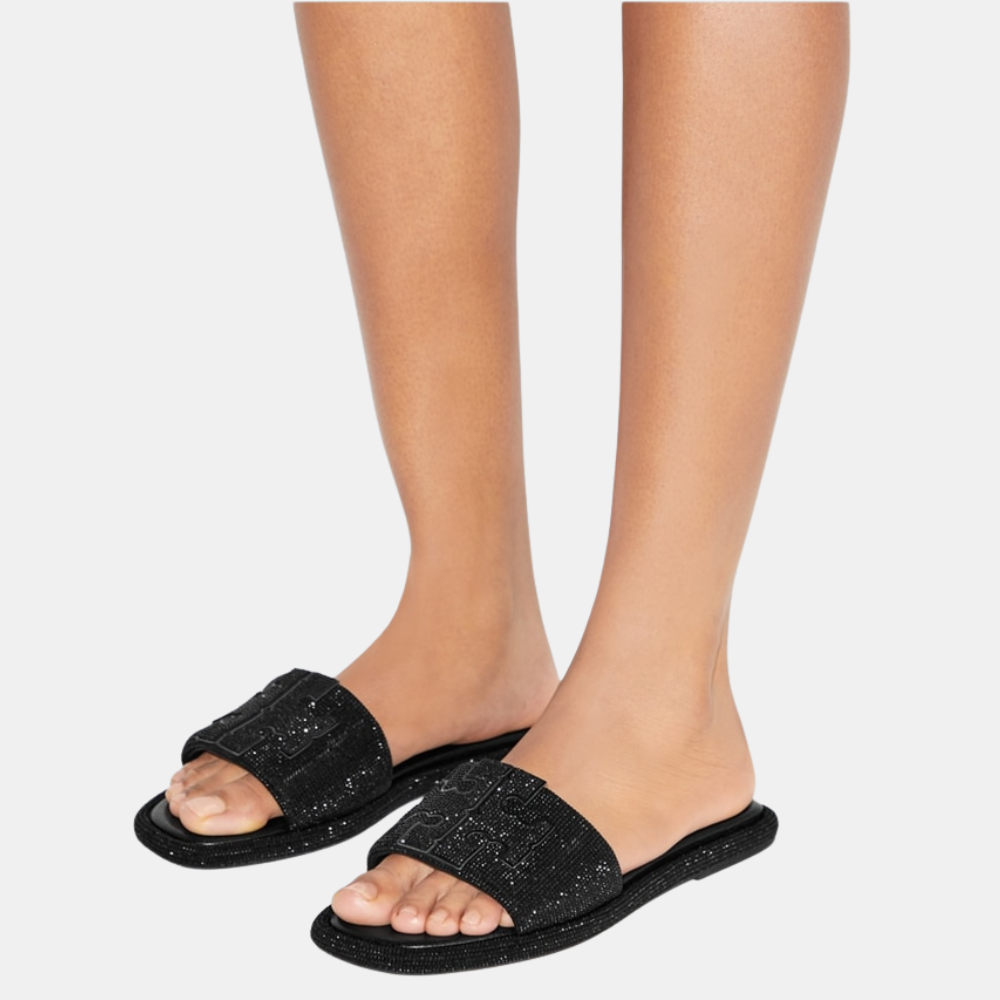 Tory Burch Pavé Double T Sport Slide (Perfect Black/Jet)