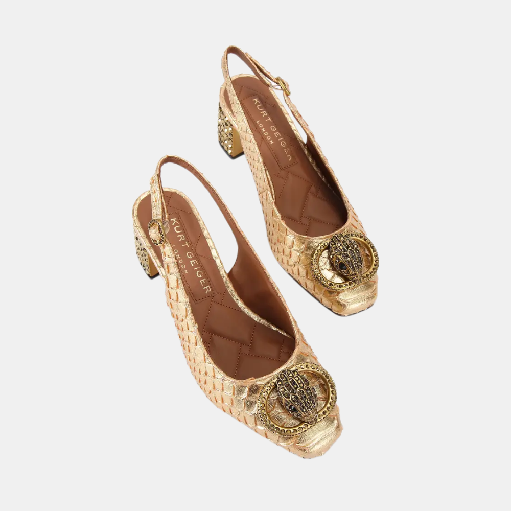 Kurt Geiger Chelsea Block Slingback Heel (Gold)