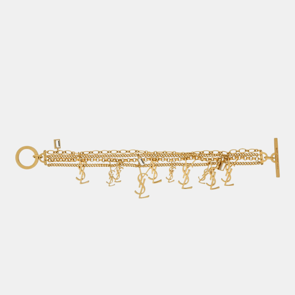 Saint Laurent Cassandre Multi - Chain Bracelet In Metal And Rhinestone - DIVA ONLINE STORE