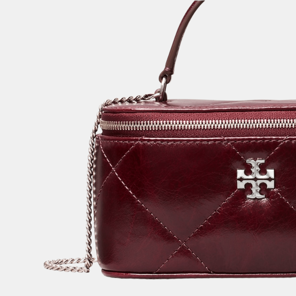 Tory Burch Kira Diamond Quilt Distressed Vanity Case (Dark Carmine) - DIVA ONLINE STORE