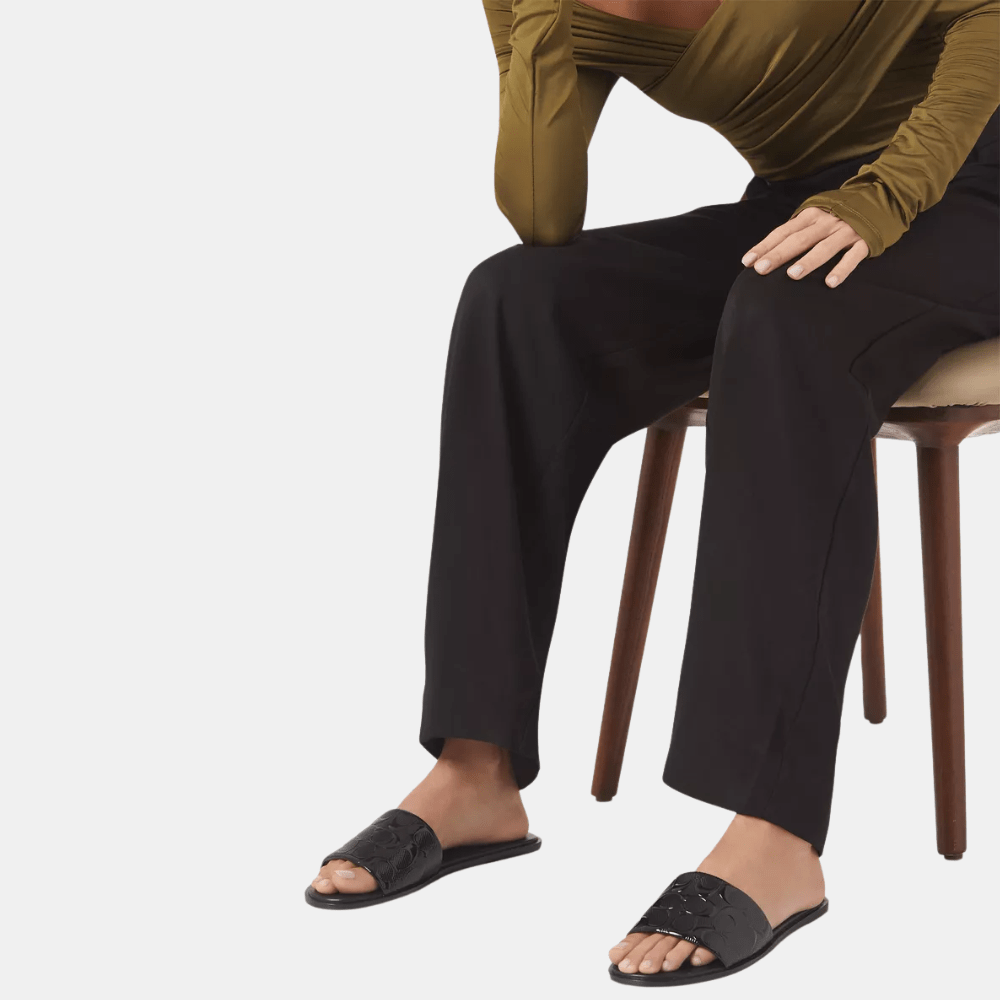 Coach Holly Sandal In Signature Leather (Black) - DIVA ONLINE STORE