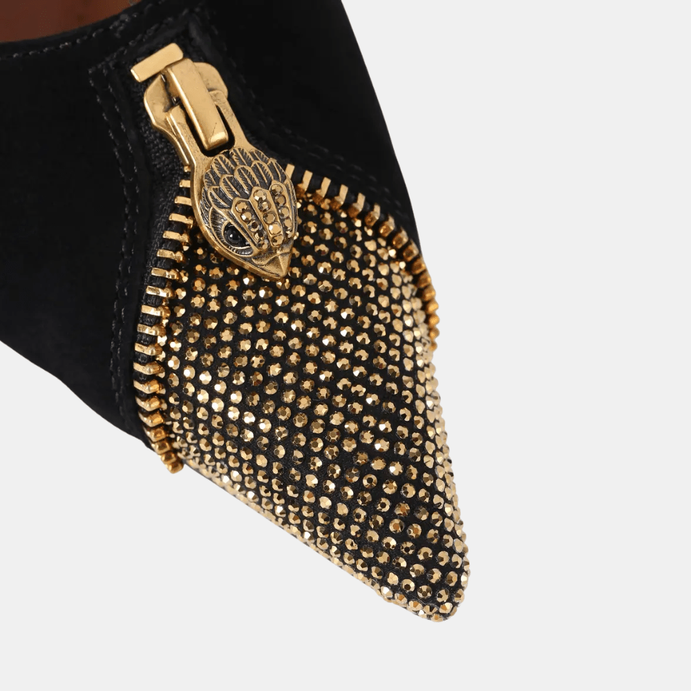 Kurt Geiger Zip Court Heel (Black/Gold) - DIVA ONLINE STORE