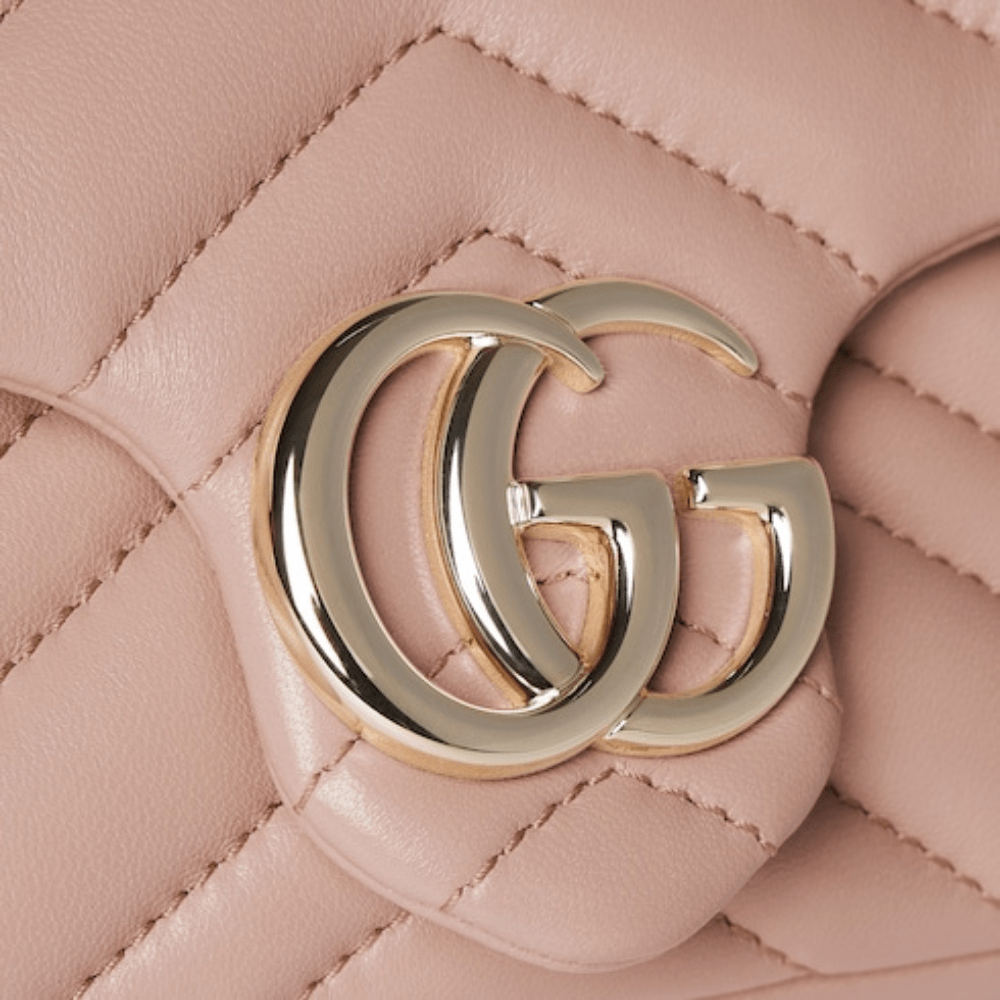 Gucci GG Marmont Mini Shoulder Bag In Pink Beige Leather - DIVA ONLINE STORE