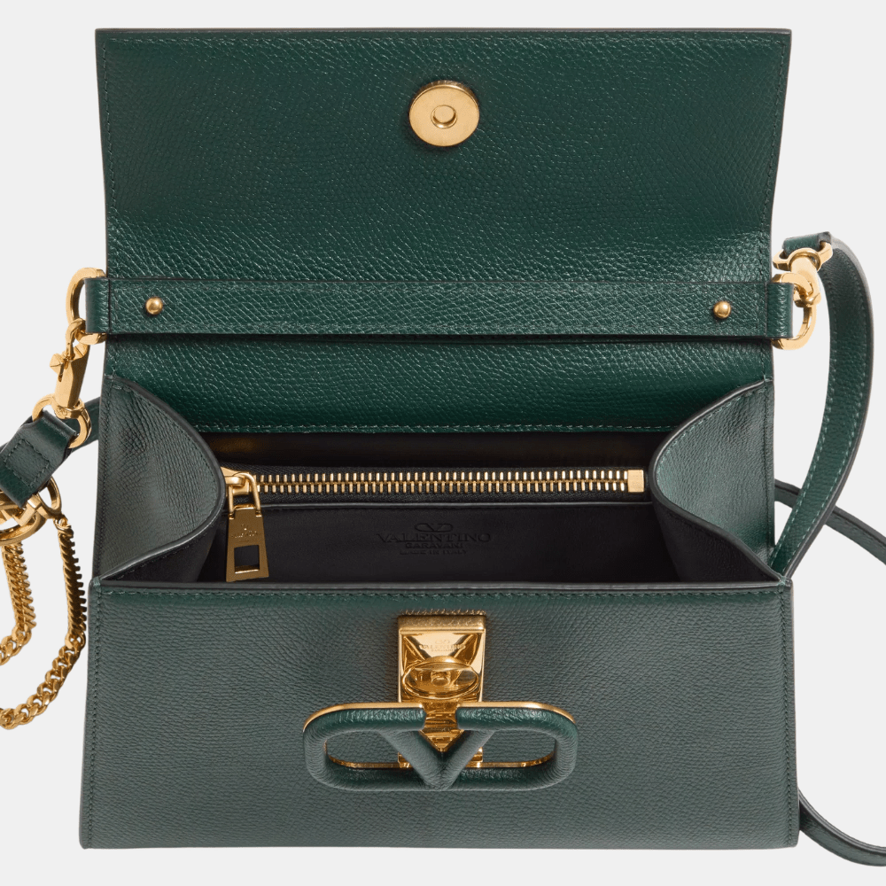 Valentino Small Vsling Grainy Calfskin Handbag (English Green) - DIVA ONLINE STORE