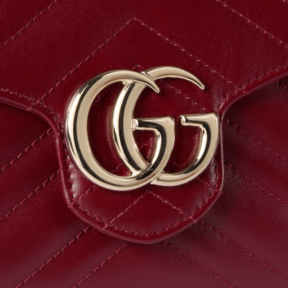 Gucci GG Marmont Wallet On Chain In Rosso Ancora Red Leather - DIVA ONLINE STORE