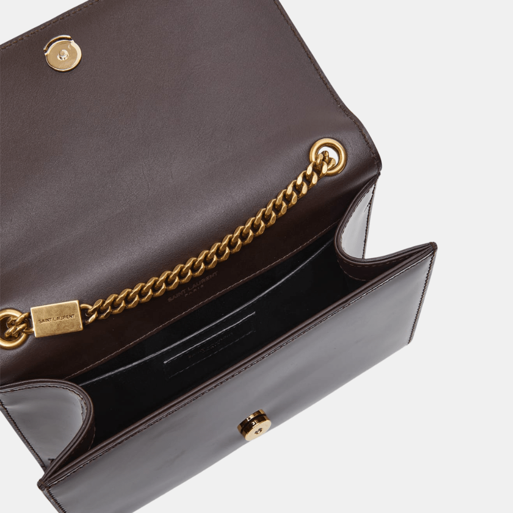 Saint Laurent Small Kate Crossbody Bag in Patent Leather (Spicy Chocolate) - DIVA ONLINE STORE