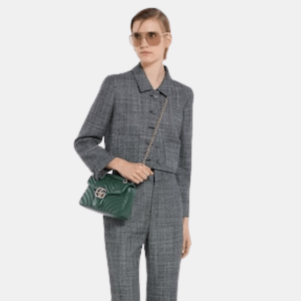 Gucci GG Marmont Medium Shoulder Bag In Green Leather - DIVA ONLINE STORE