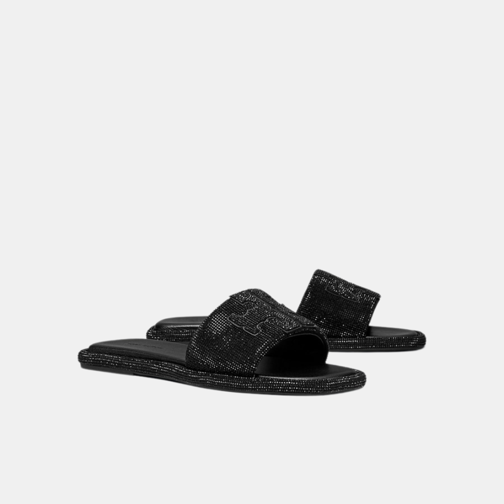 Tory Burch Pavé Double T Sport Slide (Perfect Black/Jet)
