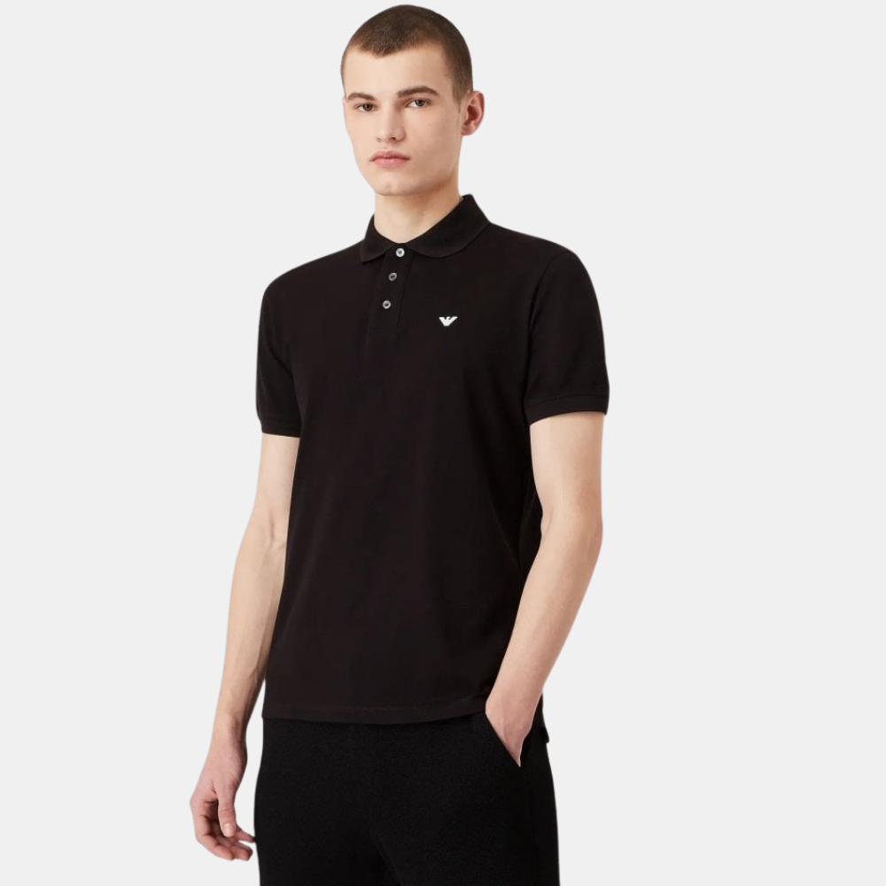 Emporio Armani Piqué Polo Shirt (Black)