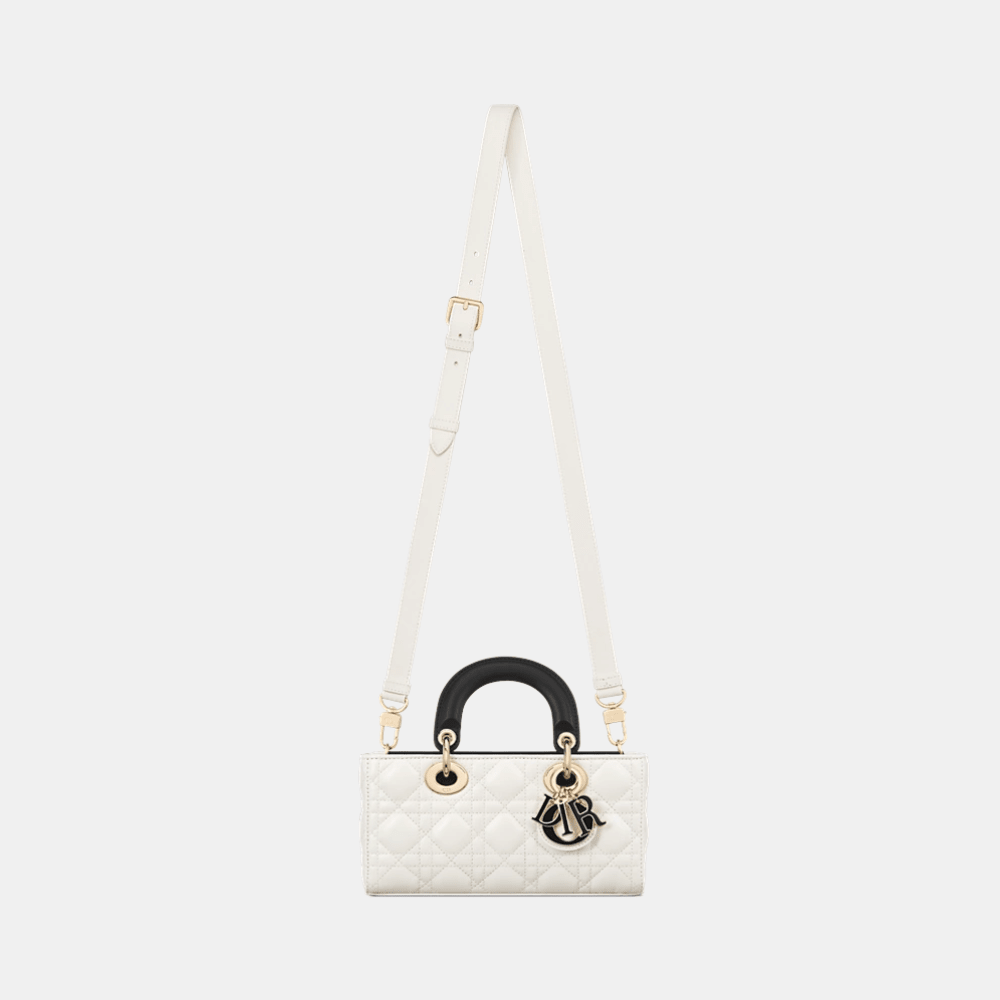 Dior Small Lady D - Joy Bag In Two - Tone Latte and Black Cannage Lambskin - DIVA ONLINE STORE