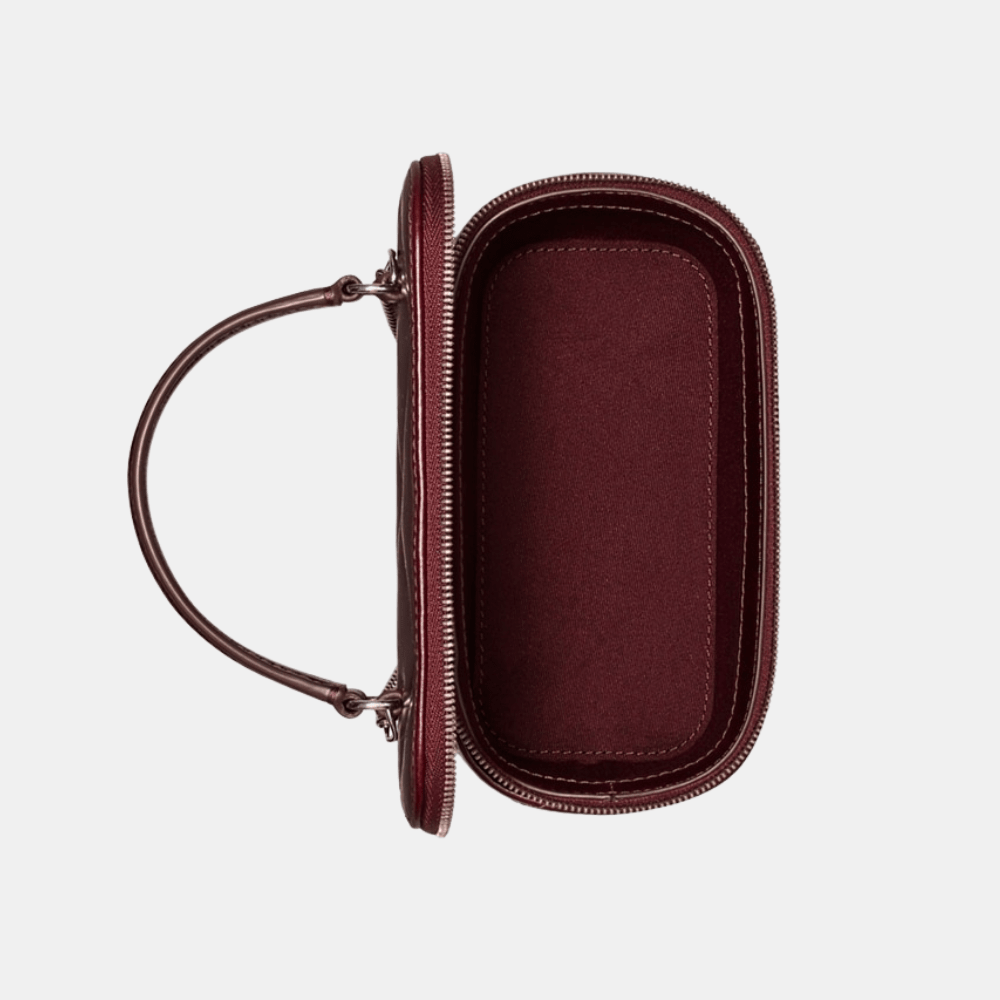 Tory Burch Kira Diamond Quilt Distressed Vanity Case (Dark Carmine) - DIVA ONLINE STORE