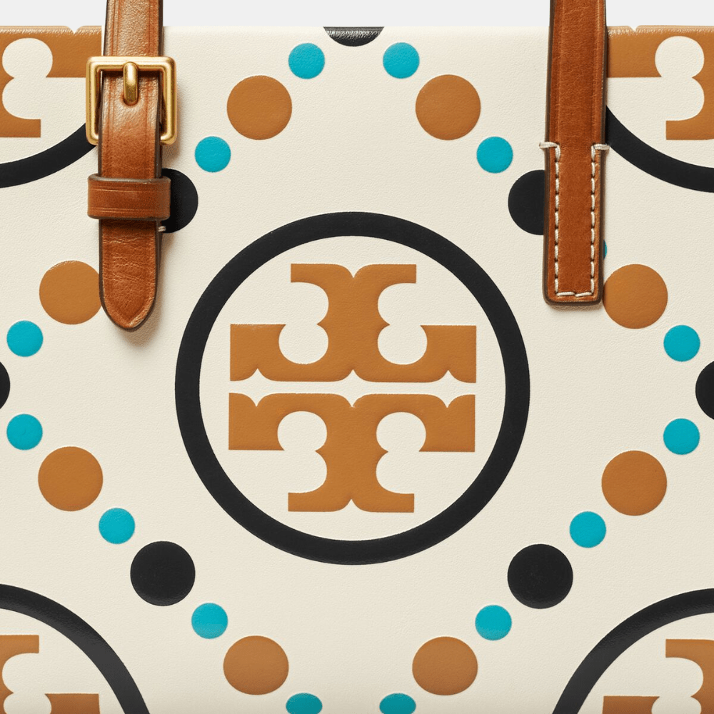 Tory Burch Mini T Monogram Contrast Embossed Square Tote (New Ivory) - DIVA ONLINE STORE
