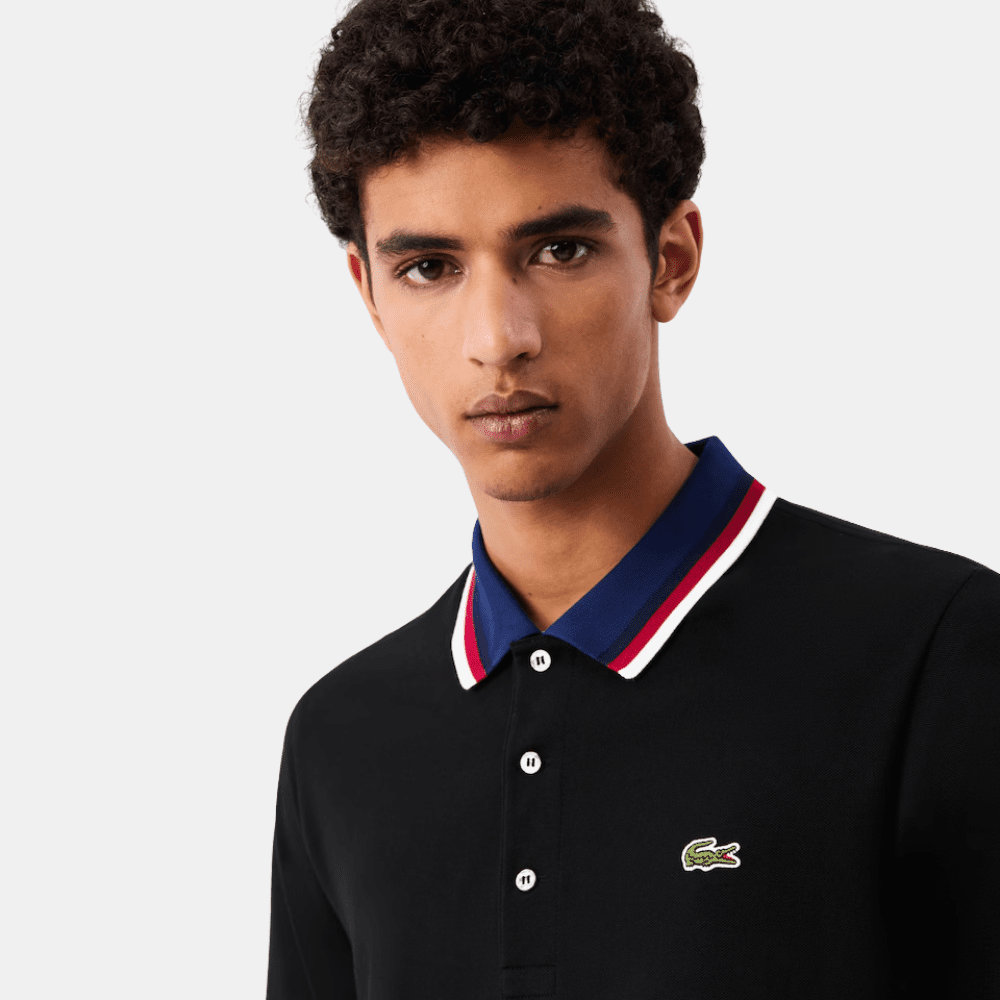 Lacoste Contrast Collar Polo Shirt (Black) - DIVA ONLINE STORE