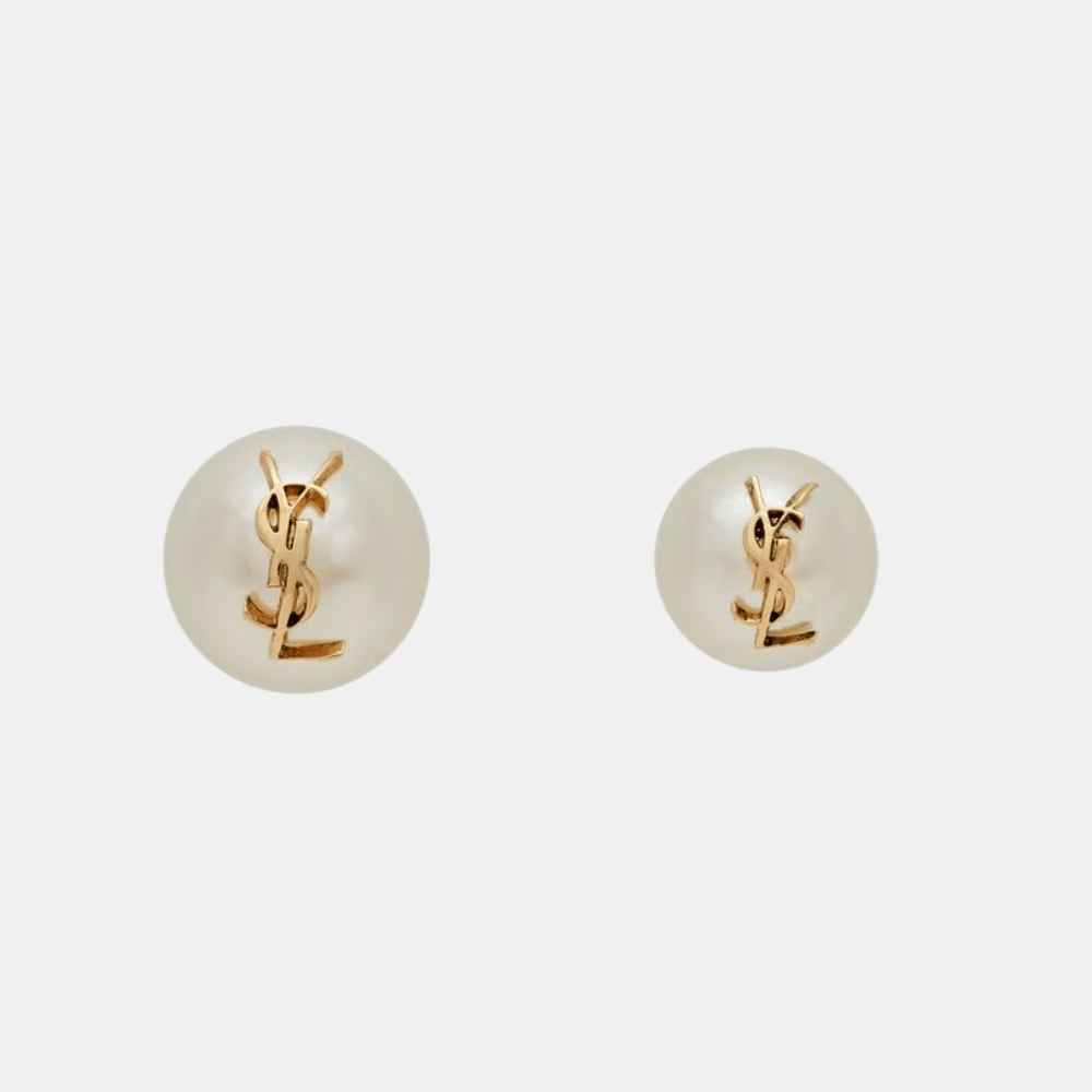 Saint Laurent Cassandre Pearl Earrings In Metal - DIVA ONLINE STORE