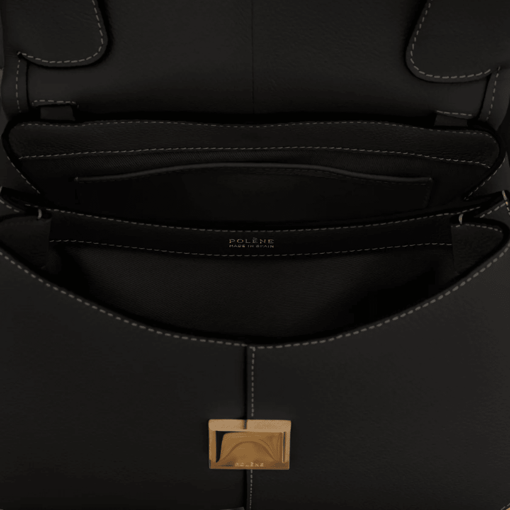 Polène Mokki Edition Textured Black with Ecru Stitching - DIVA ONLINE STORE