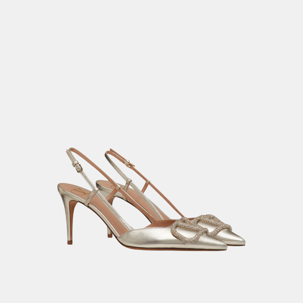 Valentino VLogo Glow Laminated Nappa Slingback Pumps