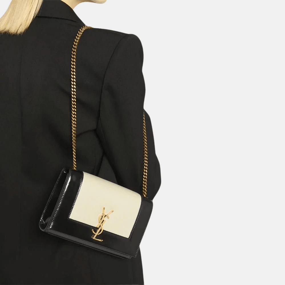 Saint Laurent Kate Small Shoulder Bag (Black/ White) - DIVA ONLINE STORE