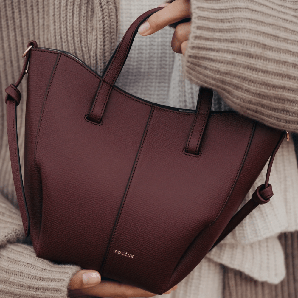 Polène Cyme Tote Nano Edition Textured Black Cherry - DIVA ONLINE STORE