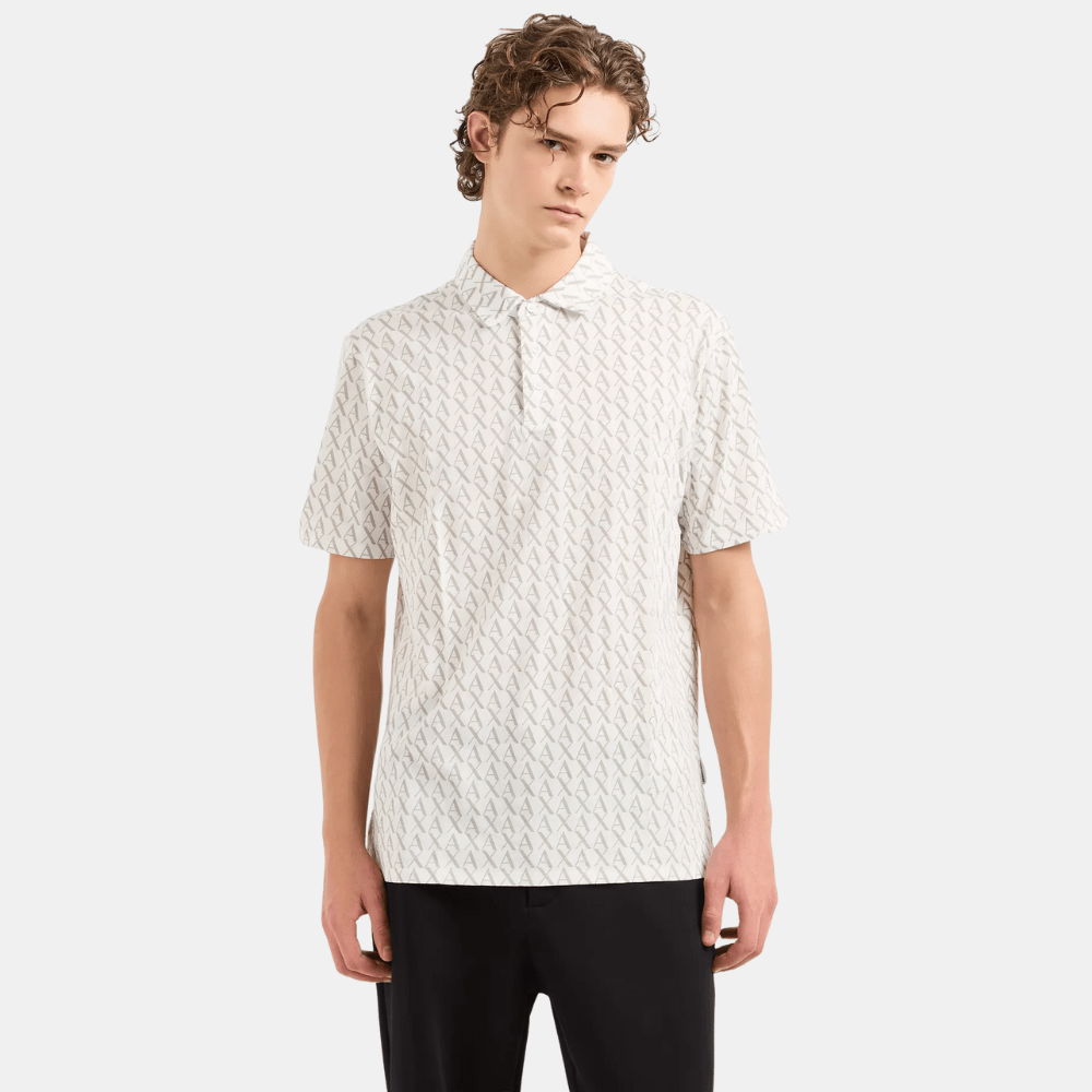 Armani Exchange Essentials Print Polo (White) - DIVA ONLINE STORE