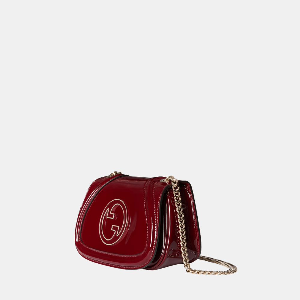Gucci Blondie Mini Shoulder Bag In Rosso Ancora Red Patent Leather - DIVA ONLINE STORE